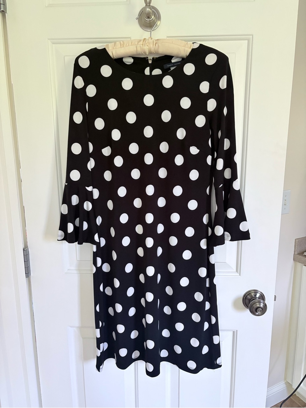 Tommy Hilfiger Black and White Polka Dot Long Sleeve Dress